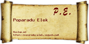 Poparadu Elek névjegykártya